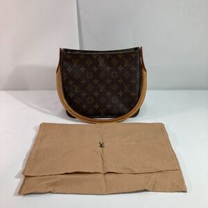 Louis Vuitton Monogram Looping Shoulder Bag Brown Gold Handbag
